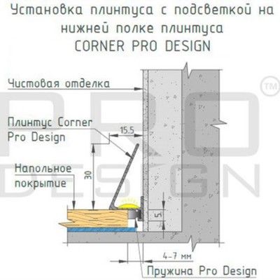 Купить Плинтус Pro Design Corner 570 Анодированный 2600 мм. Фотографии, цена, характеристики