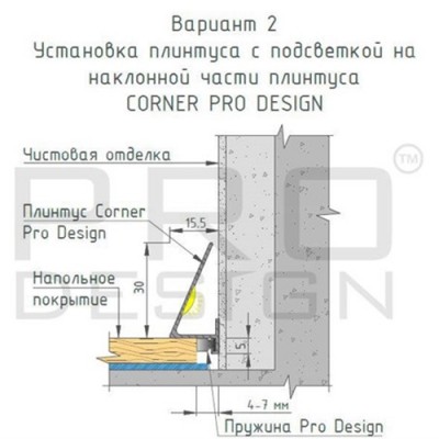 Купить Плинтус Pro Design Corner 570 Анодированный Шампань 2600 мм. Фотографии, цена, характеристики